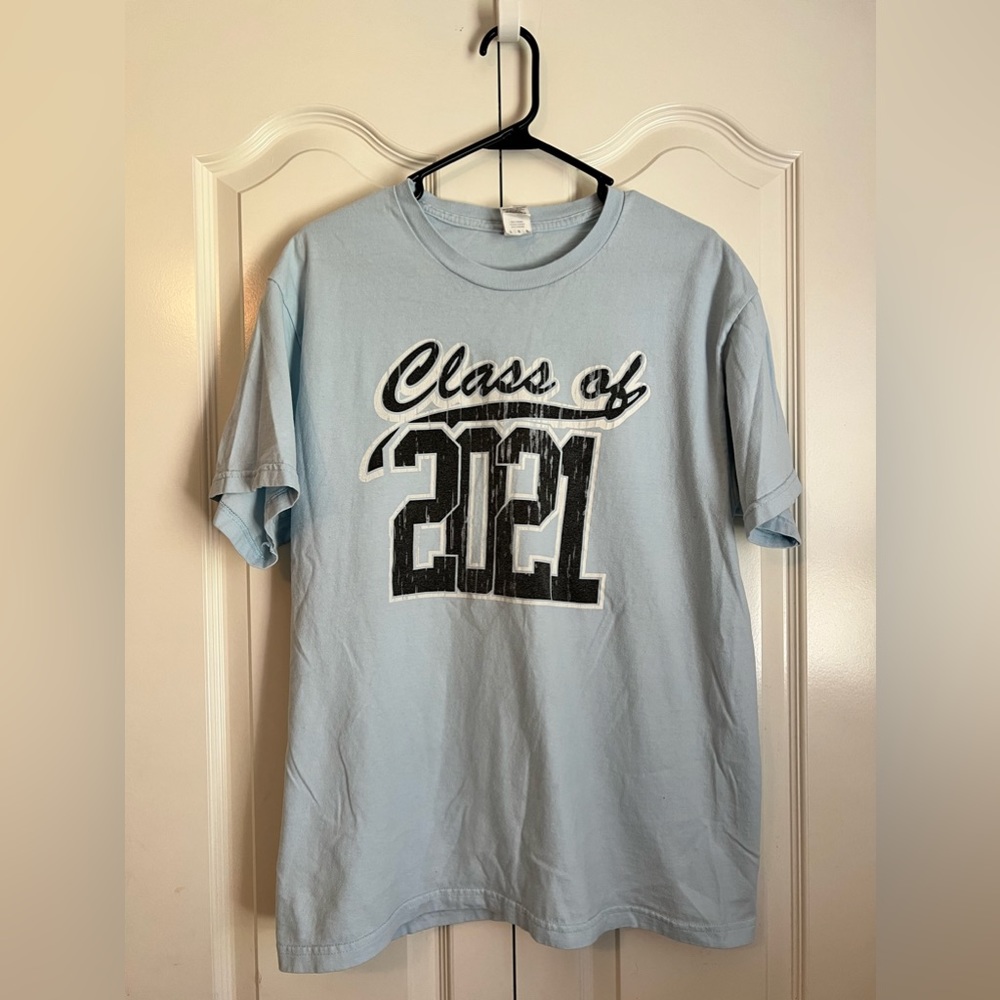 Gildan Hammer Combed Ring Spun Light Blue Class of 2021 Short Sleeve Tee Large